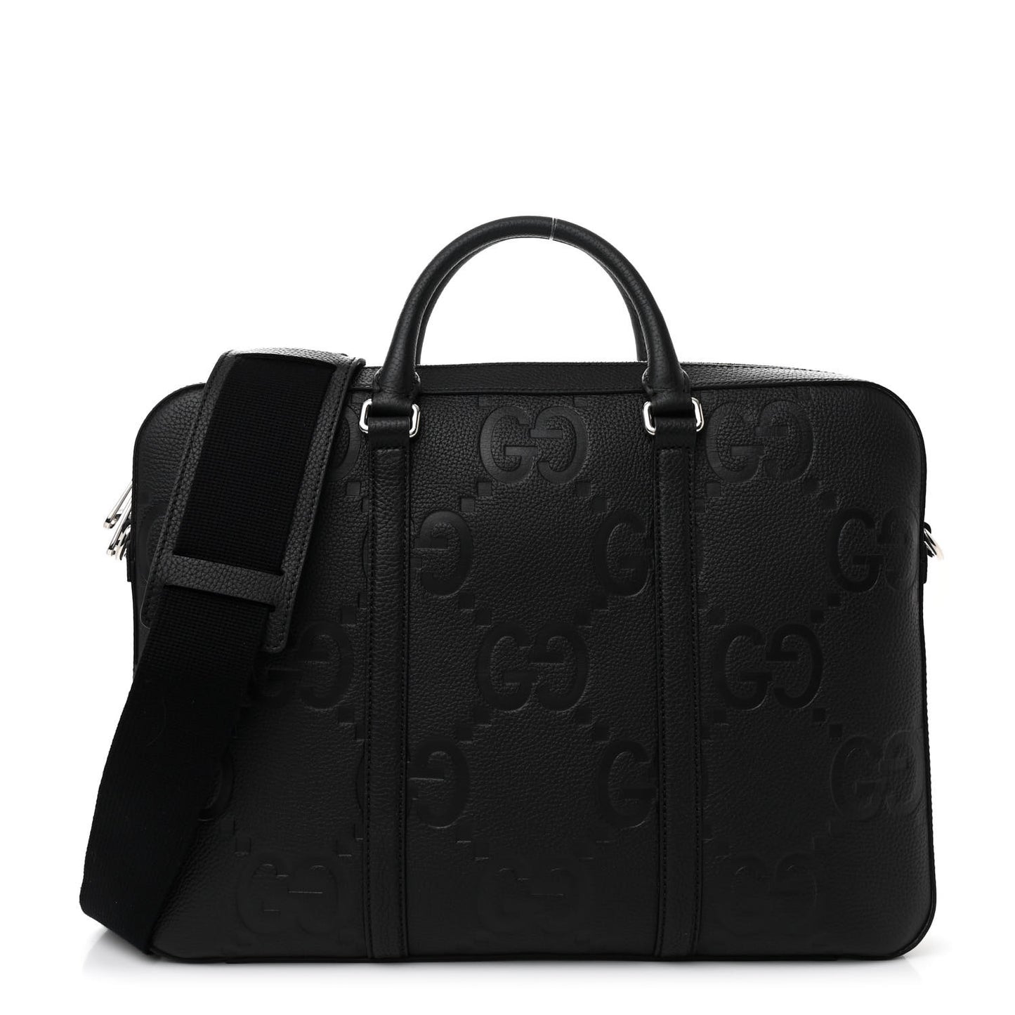 Piuma Calfskin Jumbo GG Embossed Briefcase Black