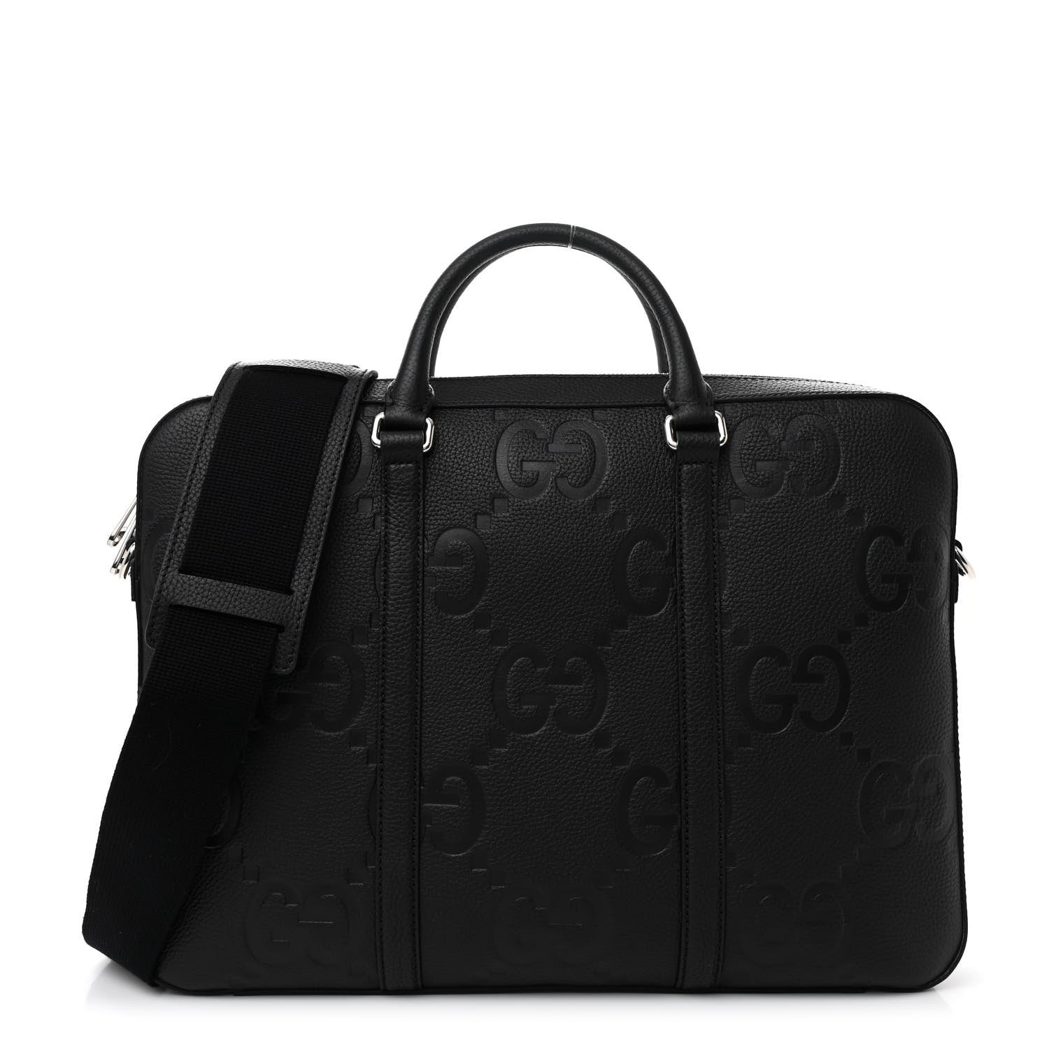Gucci Piuma Calfskin Jumbo GG Embossed Briefcase Black 1 of 10