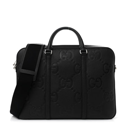 Gucci Piuma Calfskin Jumbo GG Embossed Briefcase Black 1 of 10