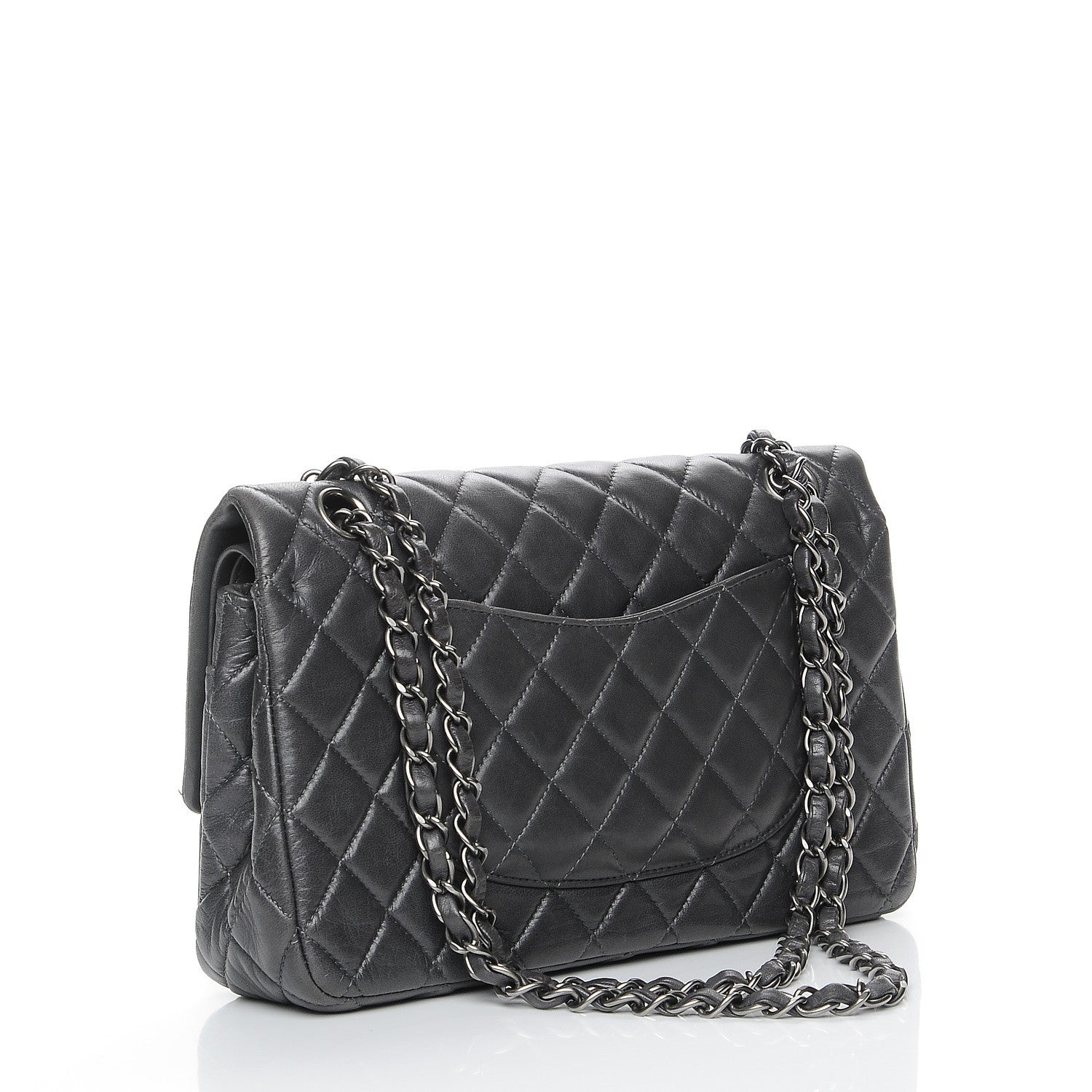Chanel Lambskin Medium Quilted Double Flap Dark Grey 3 of 8