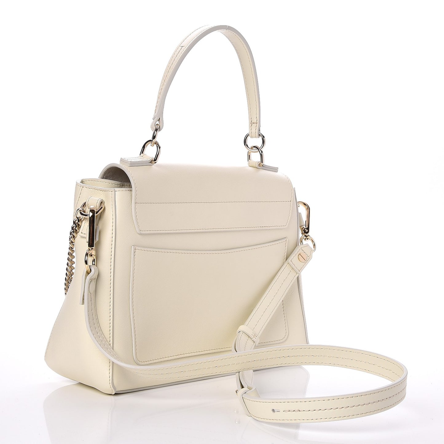Smooth Calfskin Quilted Small Faye Day Shoulder Bag Natural White