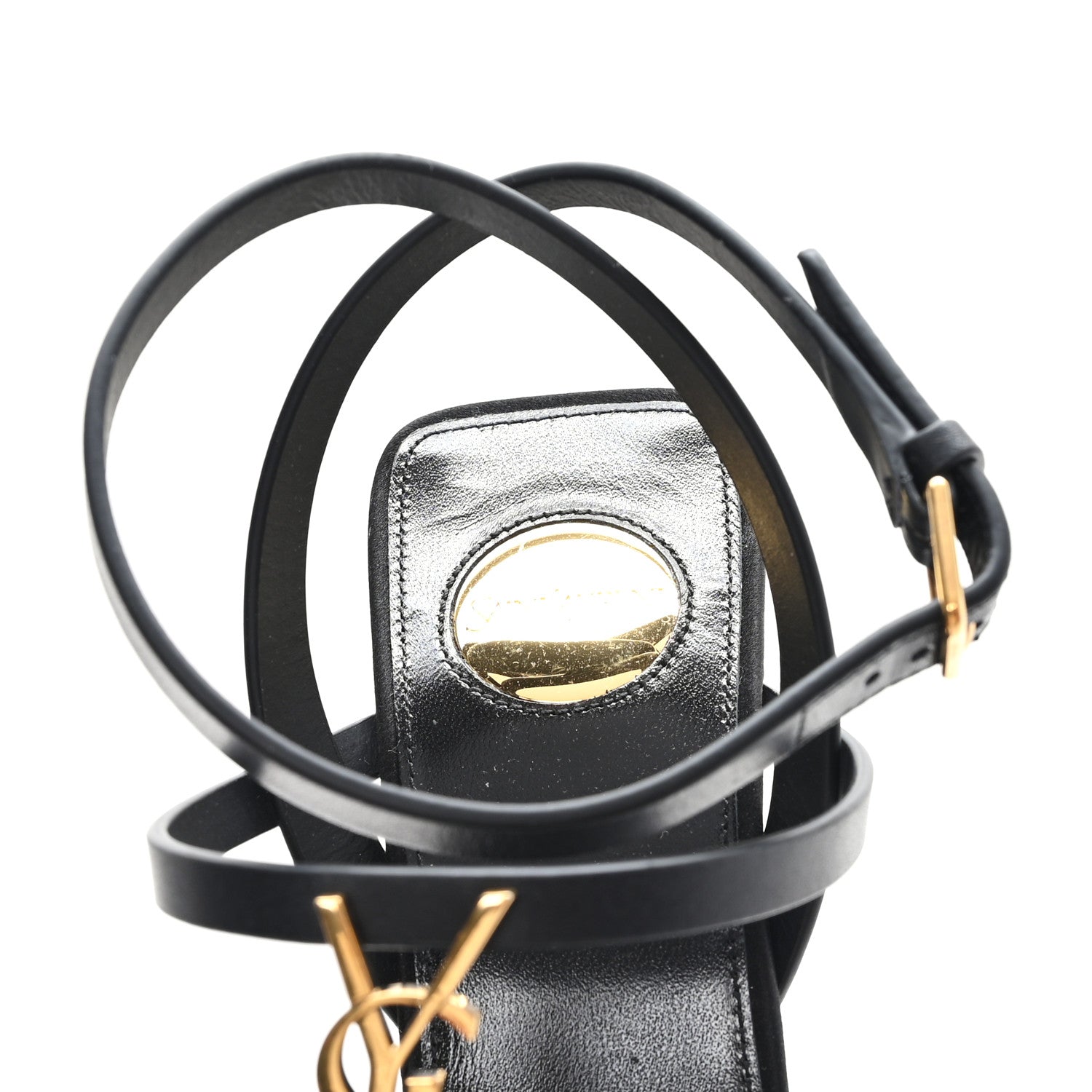 Saint Laurent Calfskin Cassandra 105 Wedges 37 Black 8 of 10