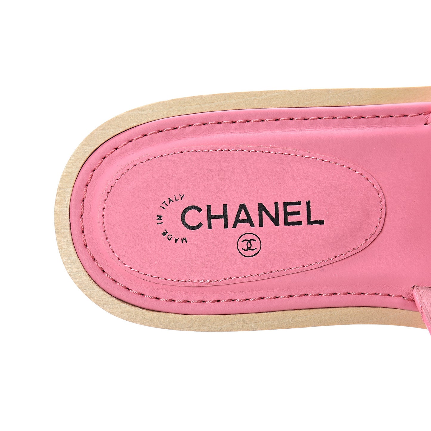 Lambskin CC Flat Slide Sandals 36 Pink