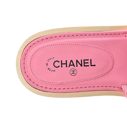 Chanel Lambskin CC Flat Slide Sandals 36 Pink 7 of 9
