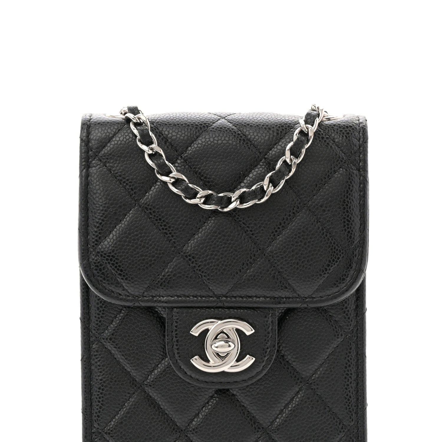Chanel Caviar Quilted Classic Phone Holder Black 1823921 – FASHIONPHILE
