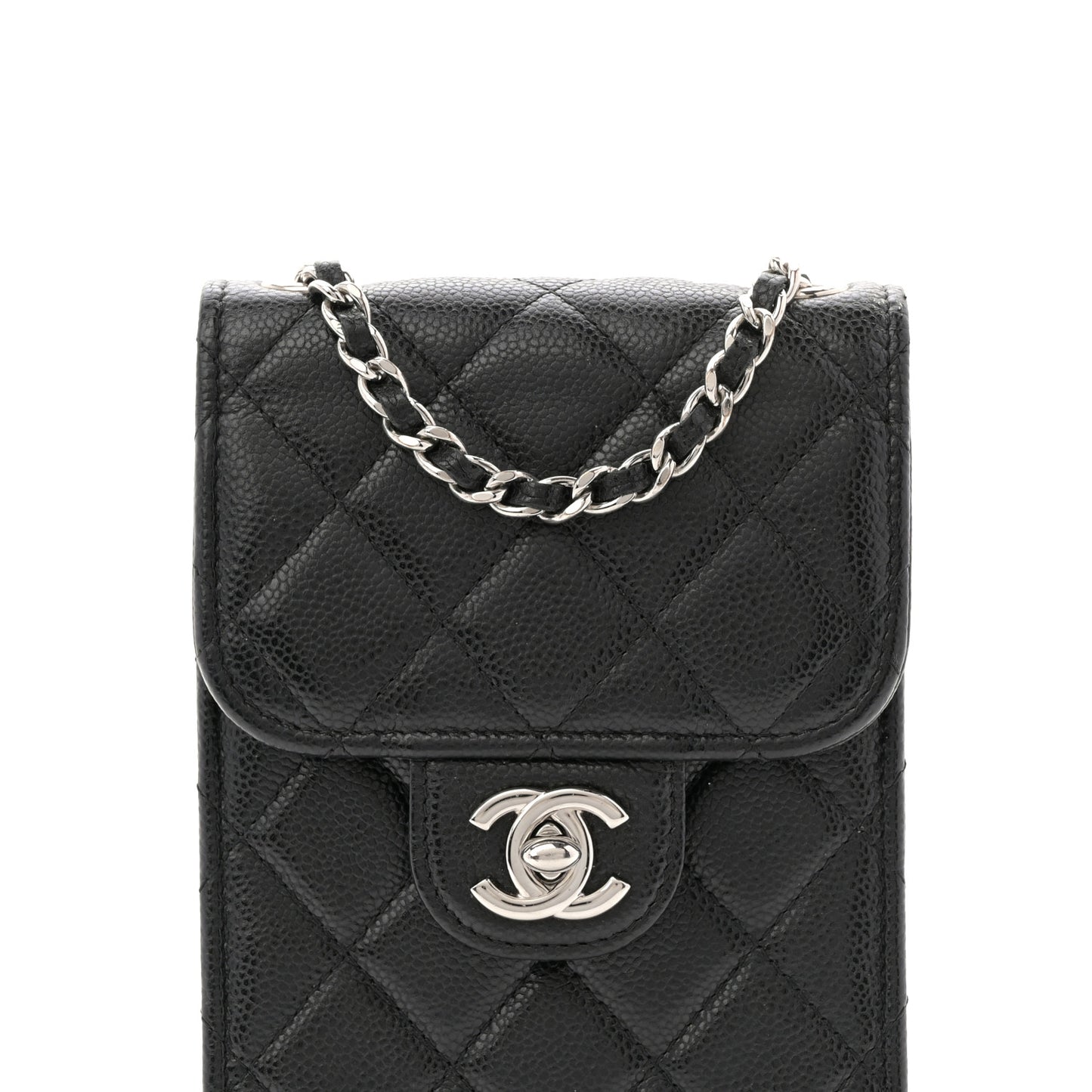 Caviar Quilted Classic Phone Holder Black