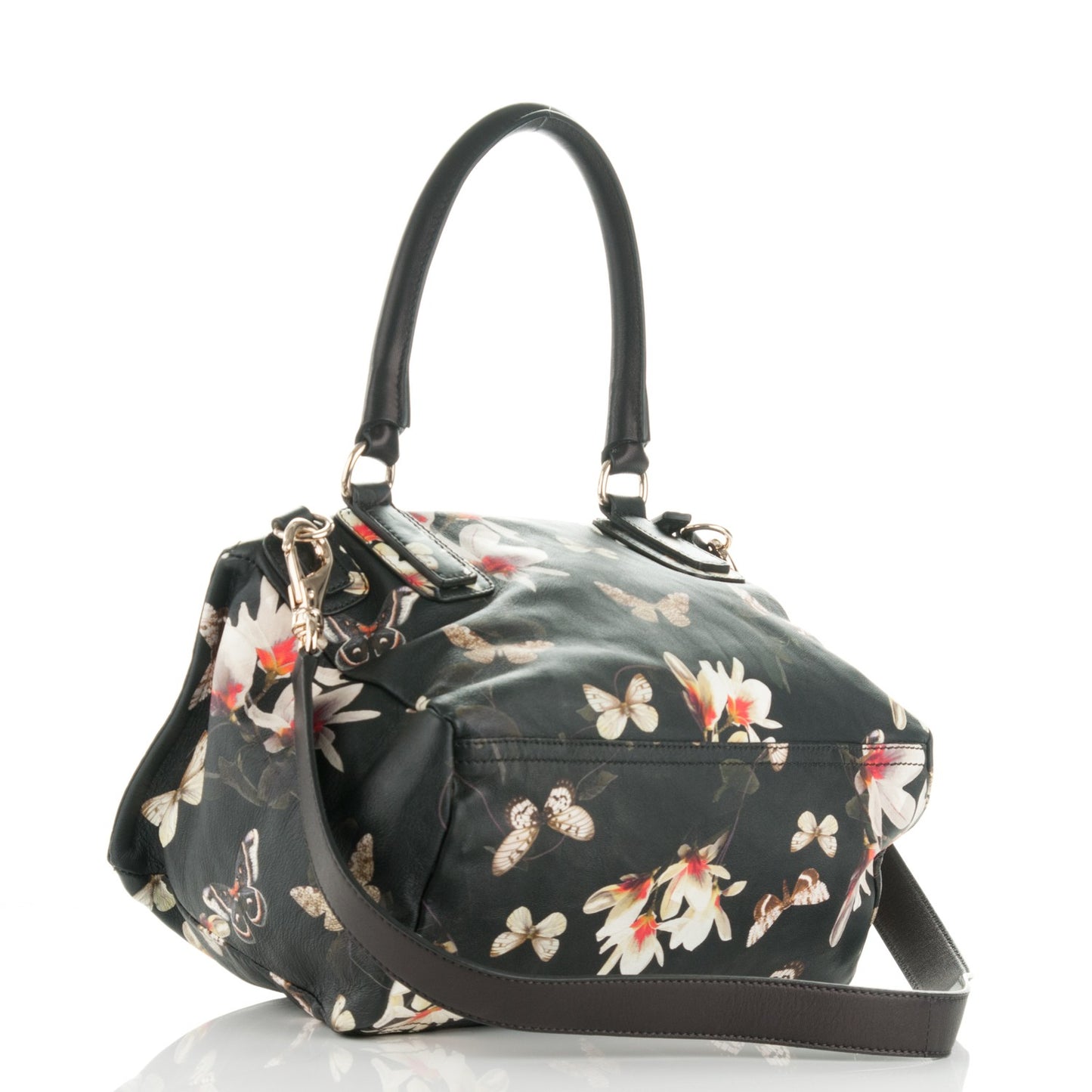 Lambskin Magnolia and Moth Print Medium Pandora Black