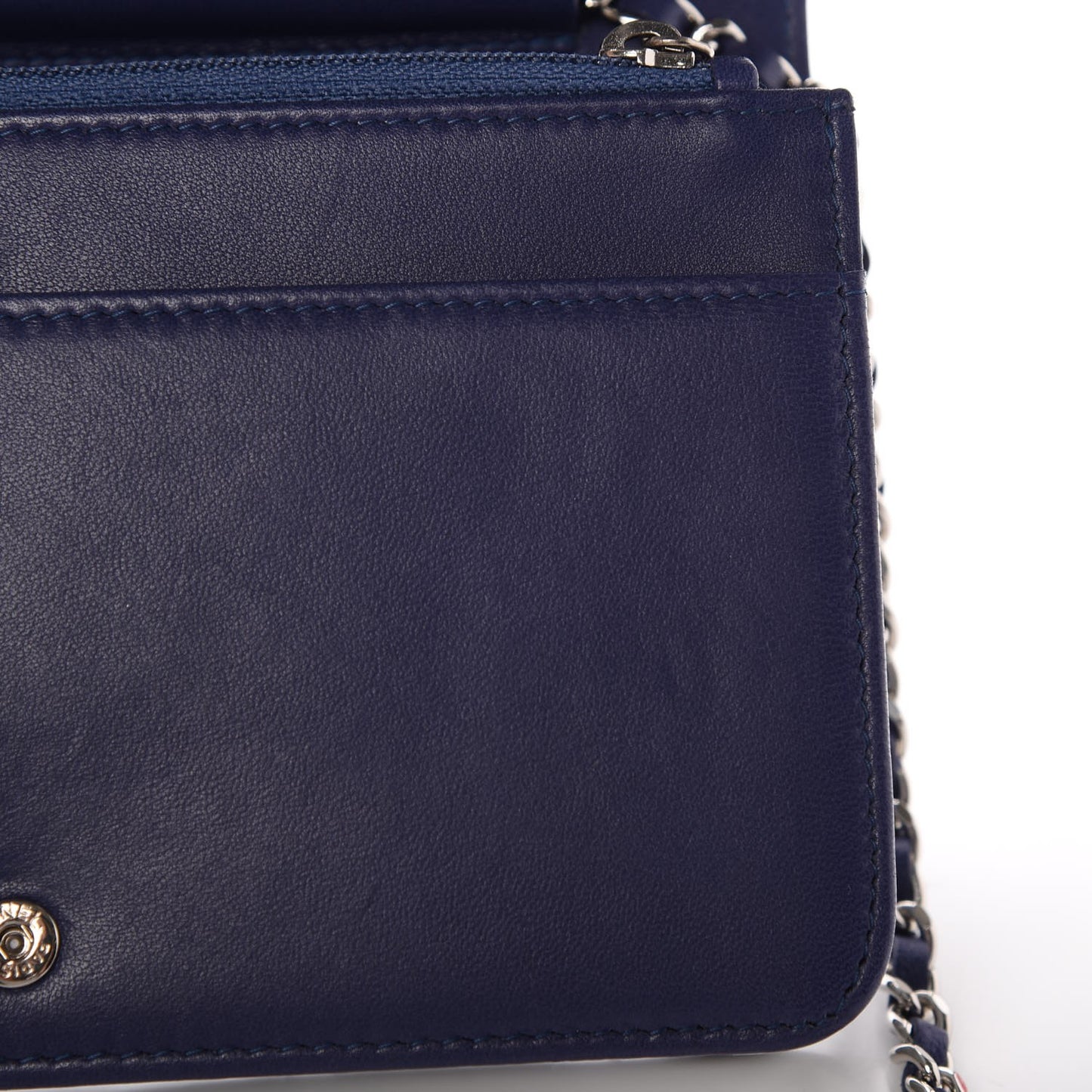 Lambskin Quilted Degrade Wallet On Chain WOC Purple White