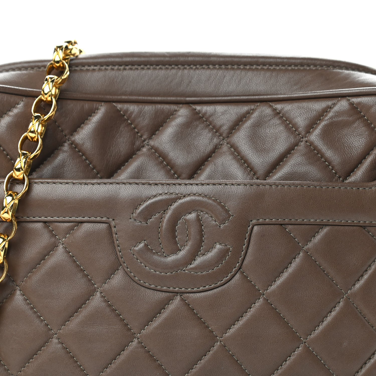 Chanel Lambskin Quilted Tassel Camera Case Brown 10 of 10