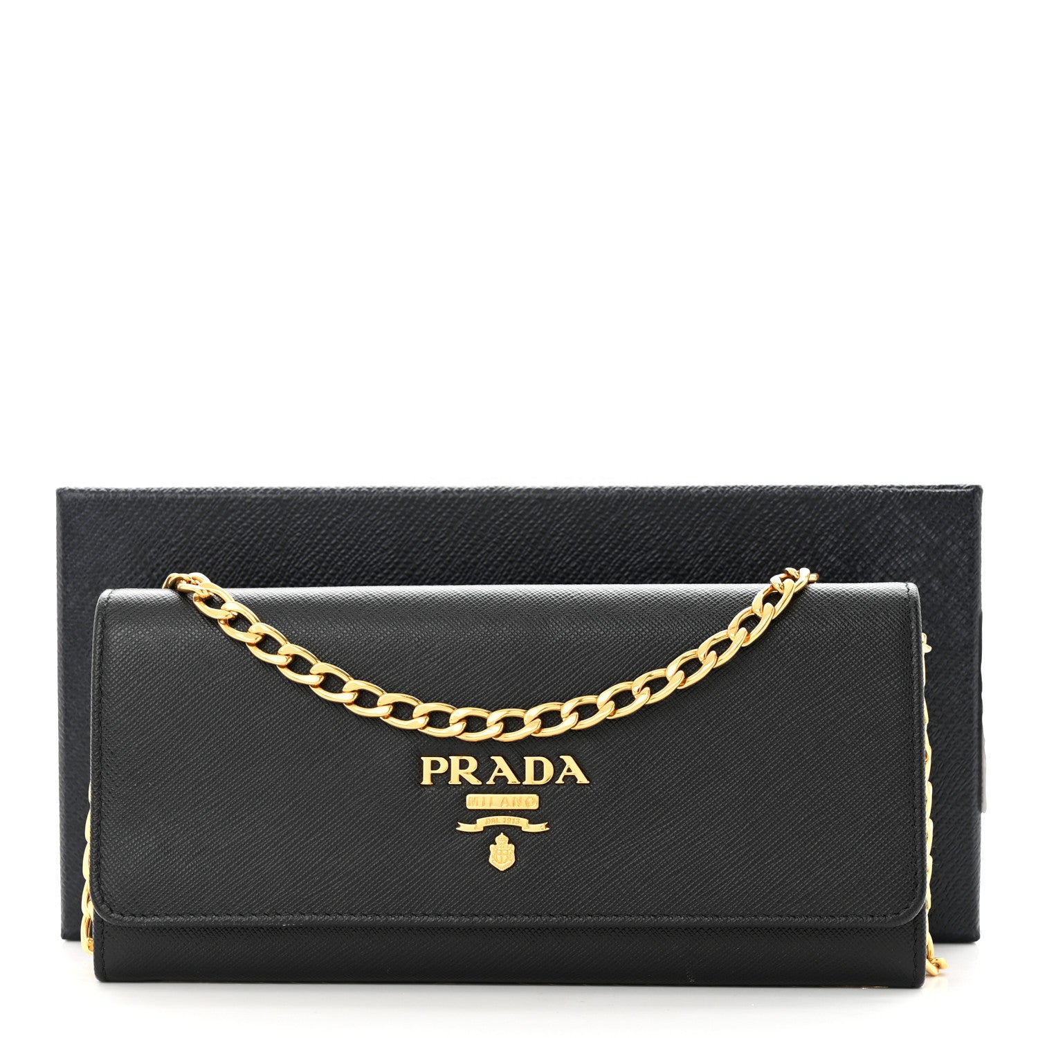 Prada Saffiano Lux Chain Wallet Black 12 of 12
