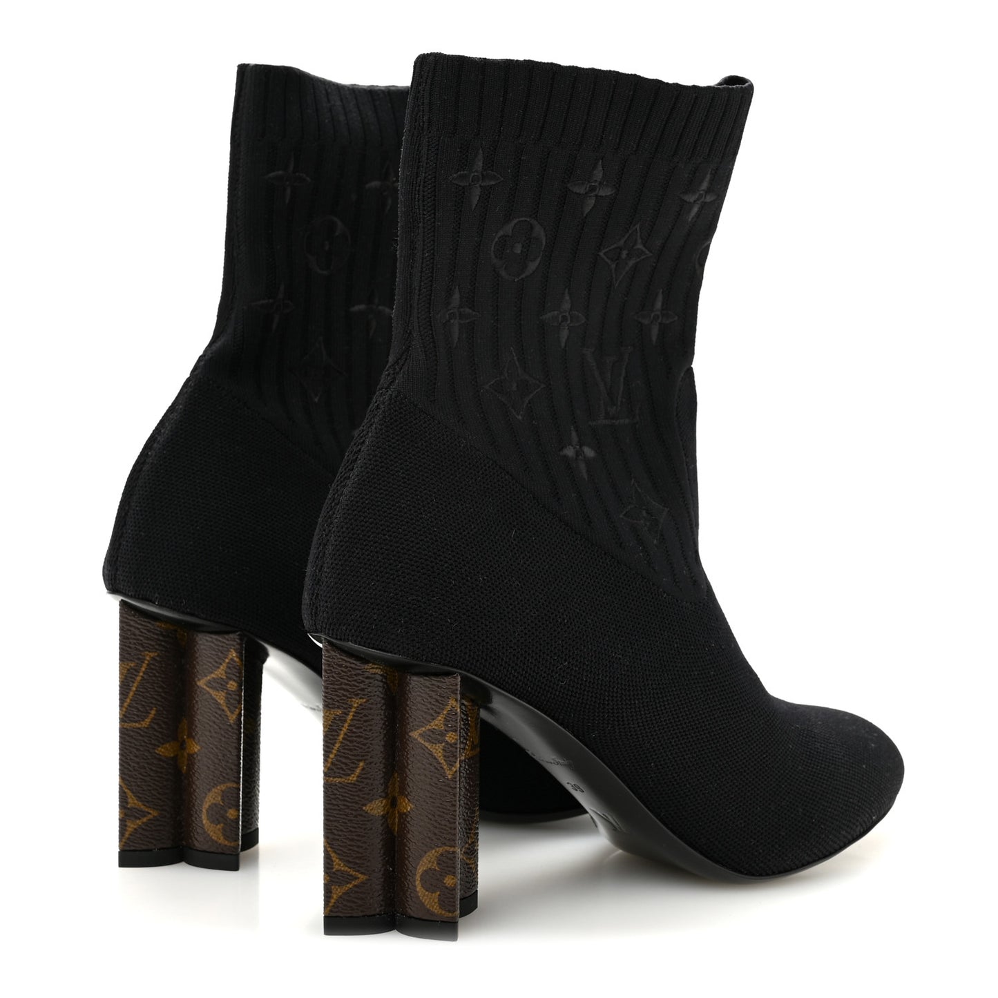 Monogram Stretch Fabric Silhouette Ankle Boots 39 Black