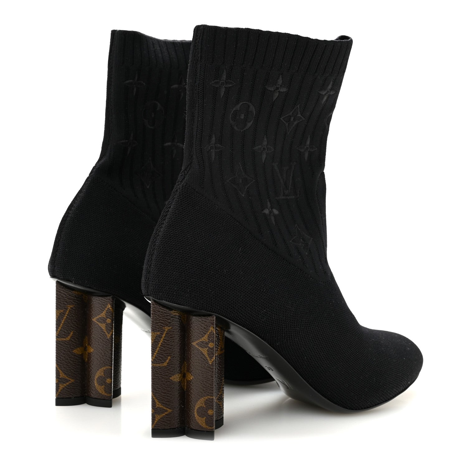 Louis Vuitton Monogram Stretch Fabric Silhouette Ankle Boots 39 Black 5 of 8