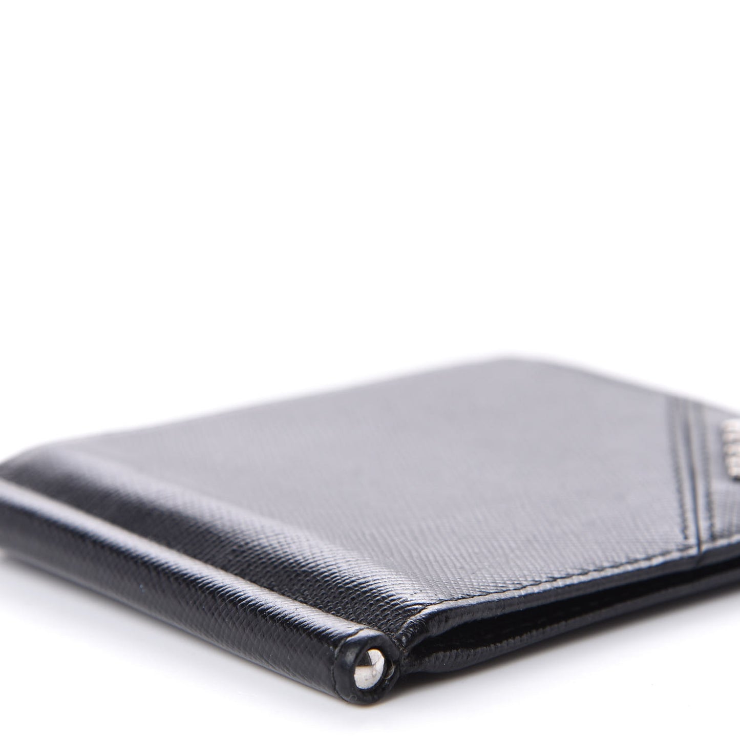 Saffiano Money Clip Bi-Fold Wallet Black