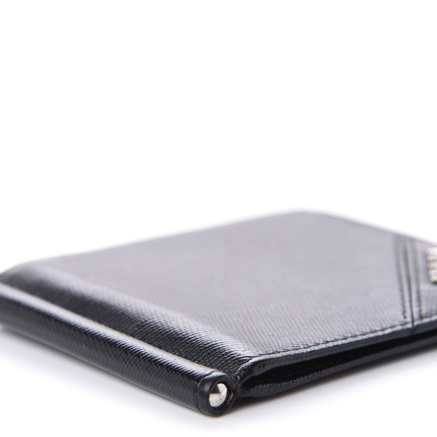 Prada Saffiano Money Clip Bi-Fold Wallet Black 10 of 13