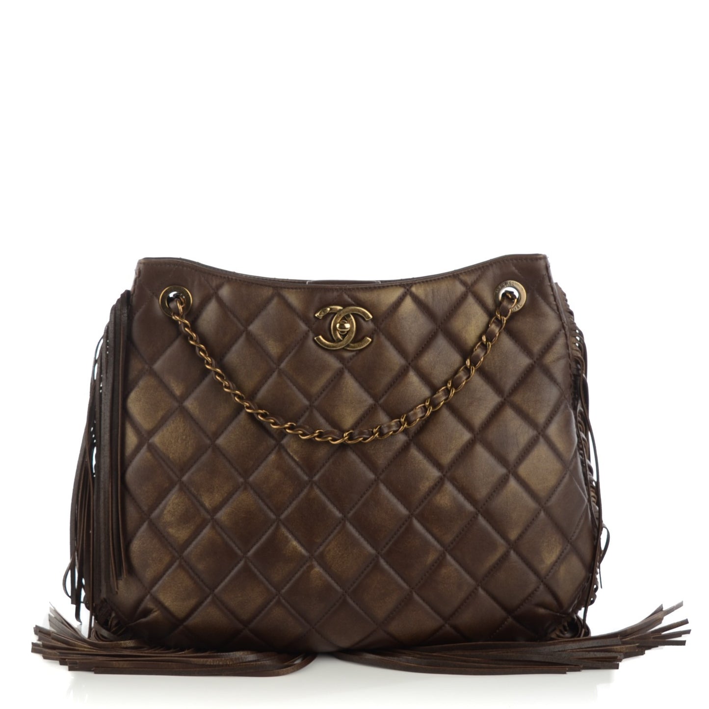 Calfskin Quilted Into The Fringe Hobo Brown