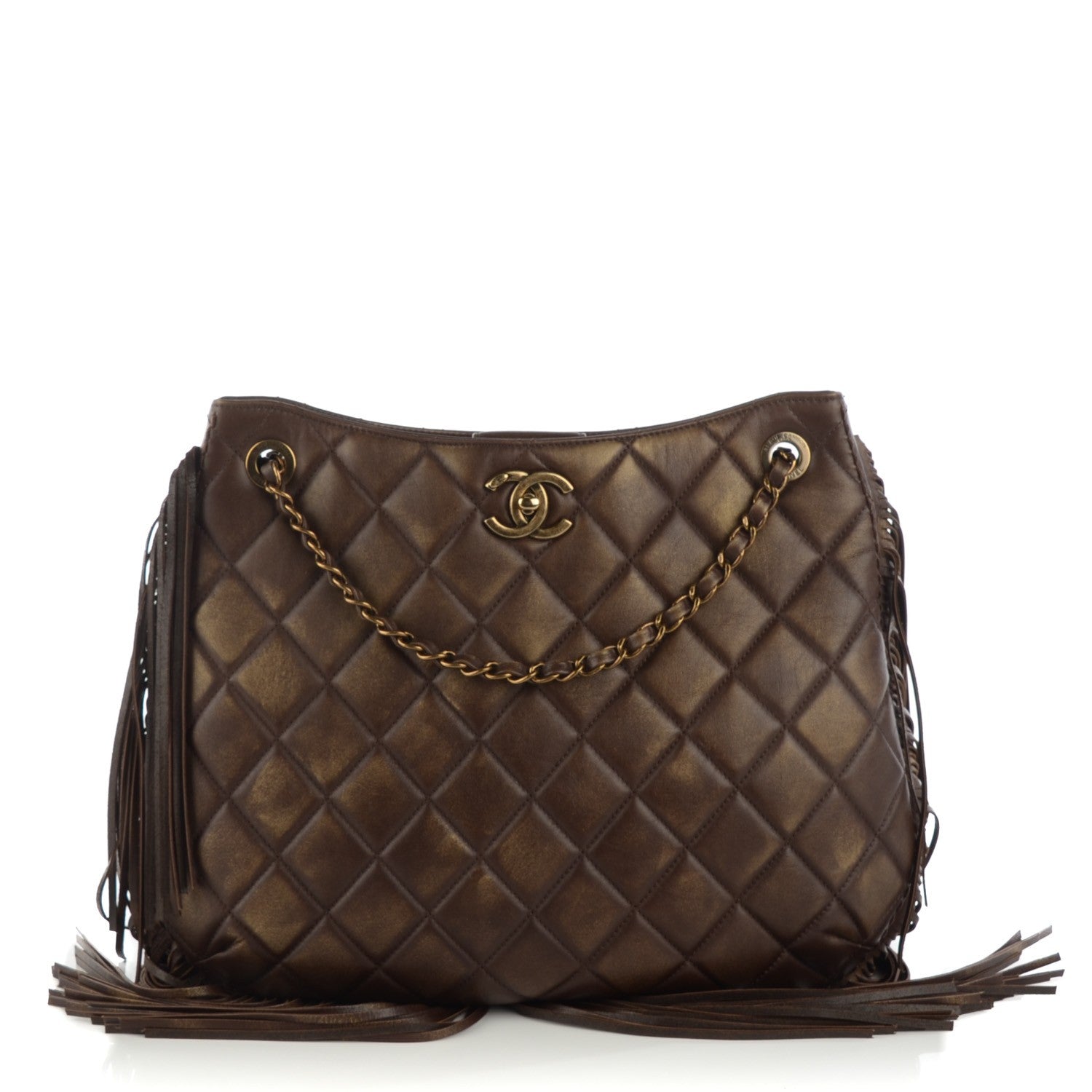 Chanel Calfskin Quilted Into The Fringe Hobo Brown 1 of 8