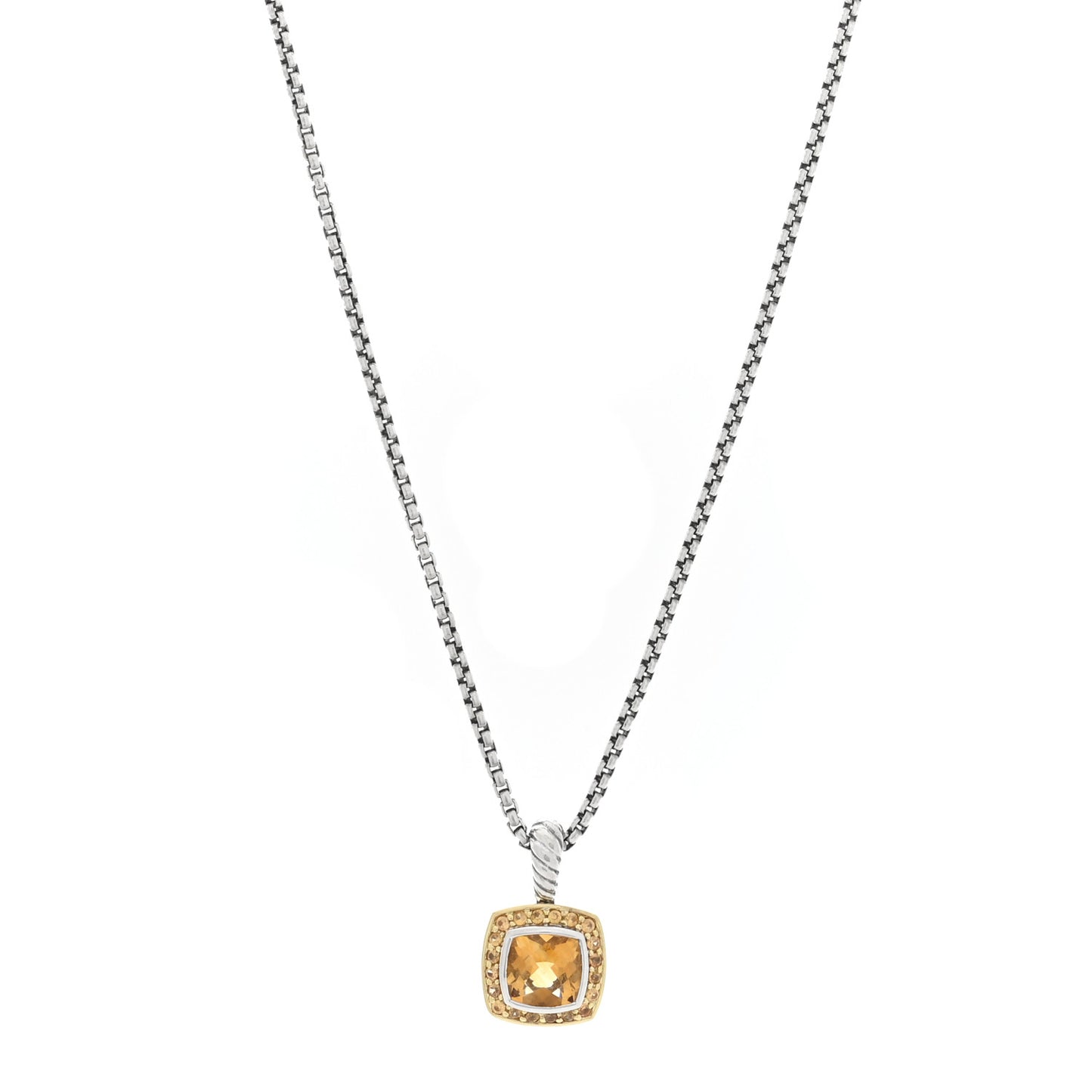 Sterling Silver 18K Yellow Gold Diamond Citrine Yellow Sapphire 7mm Petite Albion Necklace