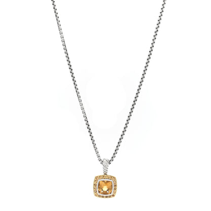 David Yurman Sterling Silver 18K Yellow Gold Diamond Citrine Yellow Sapphire 7mm Petite Albion Necklace 1 of 5
