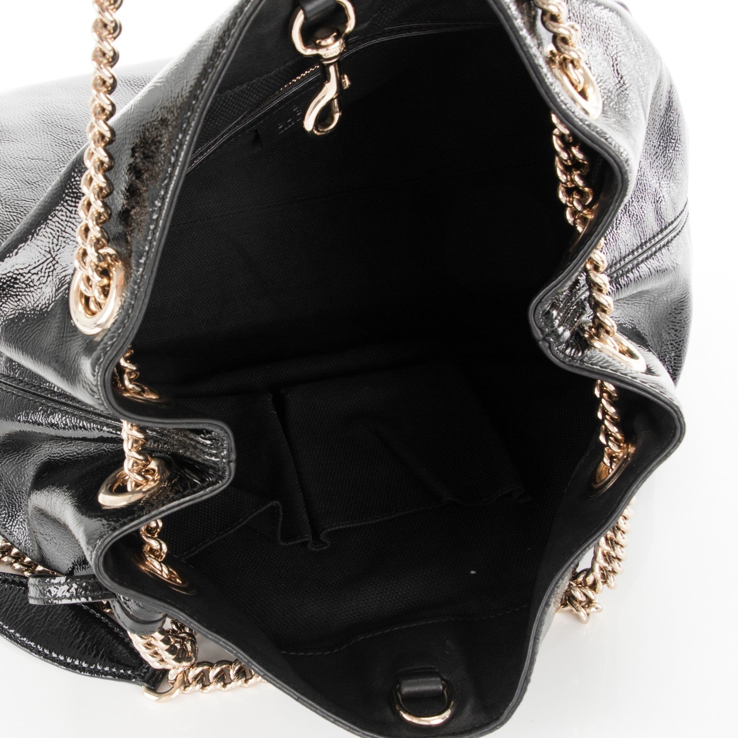 Gucci Patent Medium Soho Chain Shoulder Bag Black 5 of 7