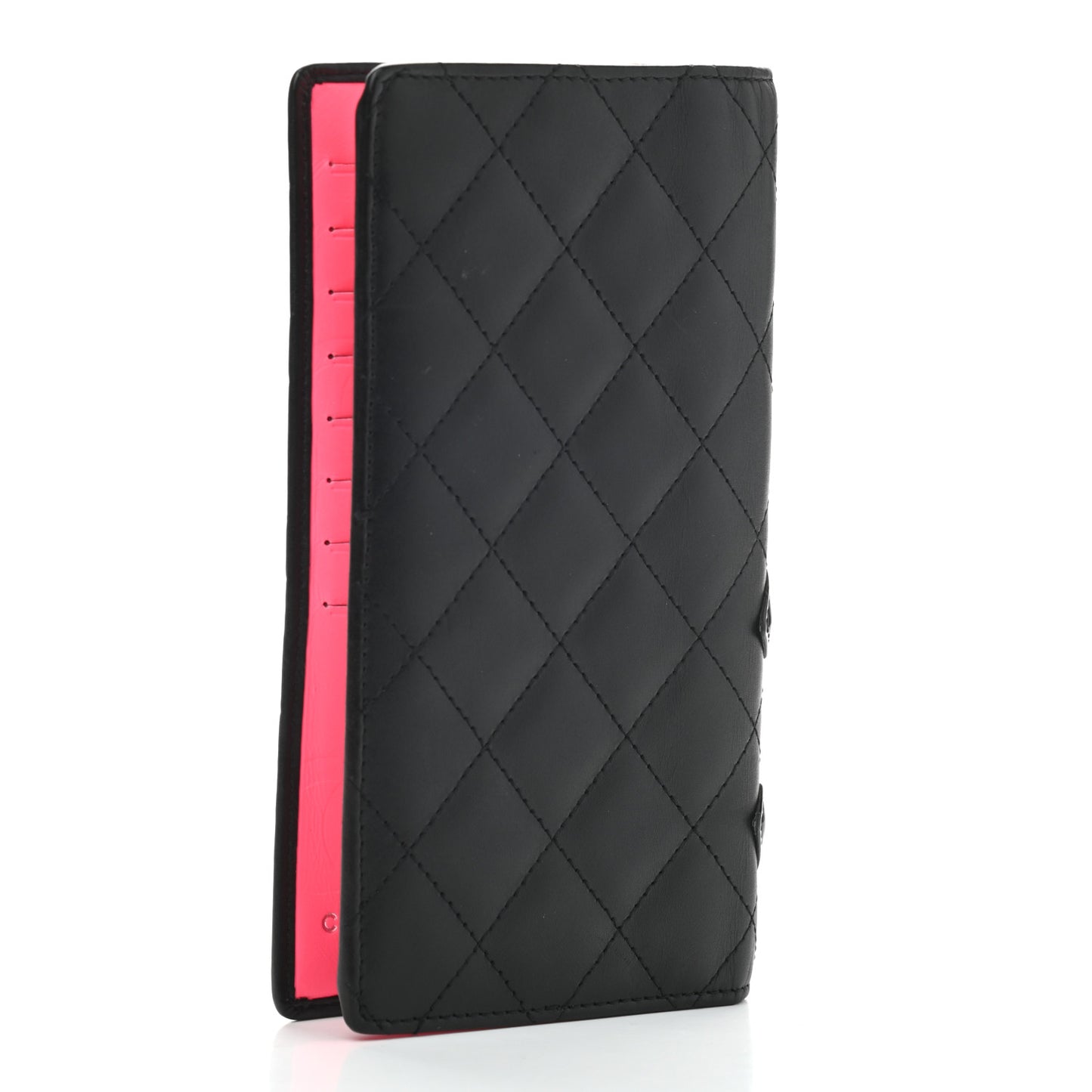 Calfskin Quilted Cambon Yen Wallet Black