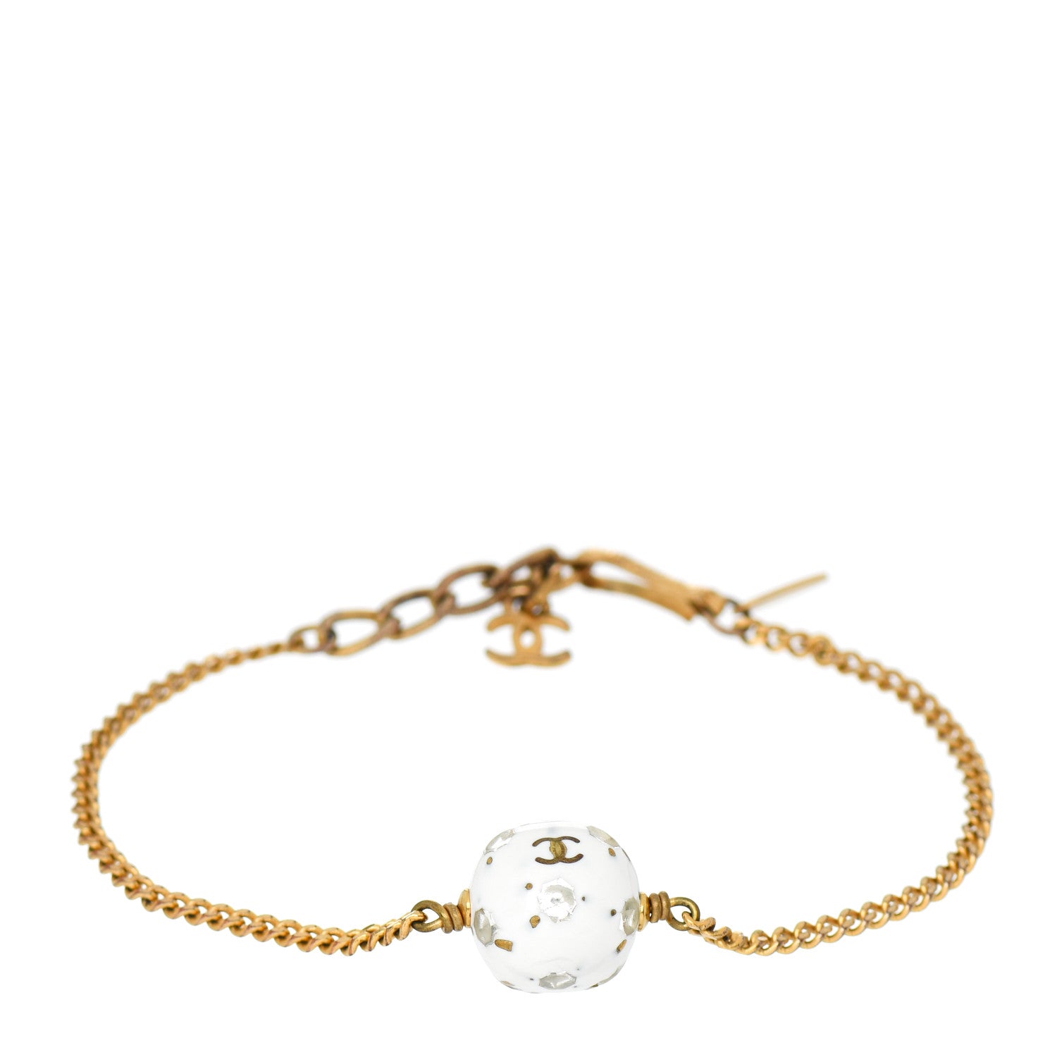 Chanel Pearl Crystal CC Bracelet Gold 1 of 3