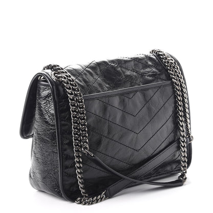 Saint Laurent Crinkled Calfskin Matelasse Monogram Medium Niki Chain Satchel Black 3 of 7
