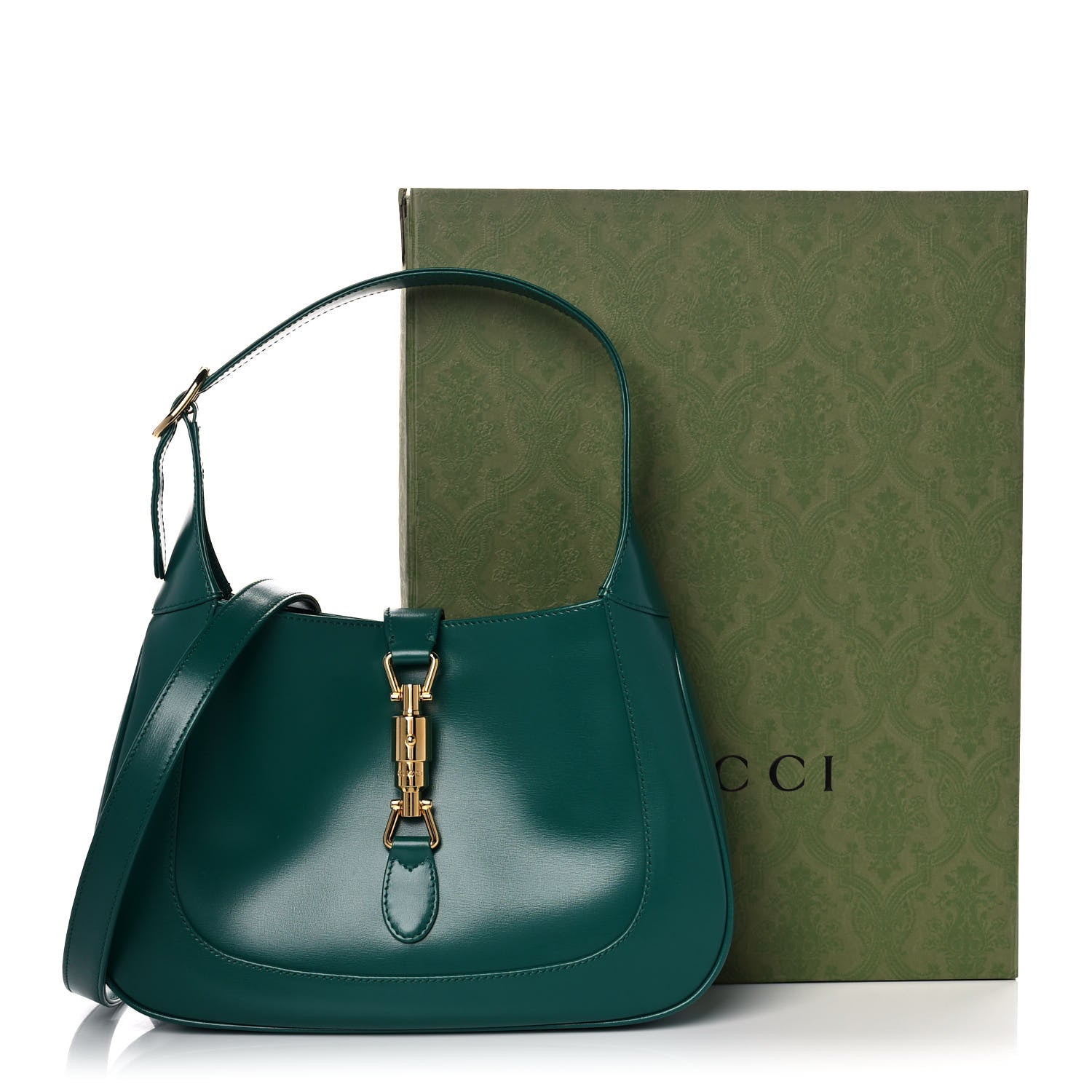 Gucci Boarded Dyana Lux Calfskin Small Jackie 1961 Hobo Emerald 12 of 12