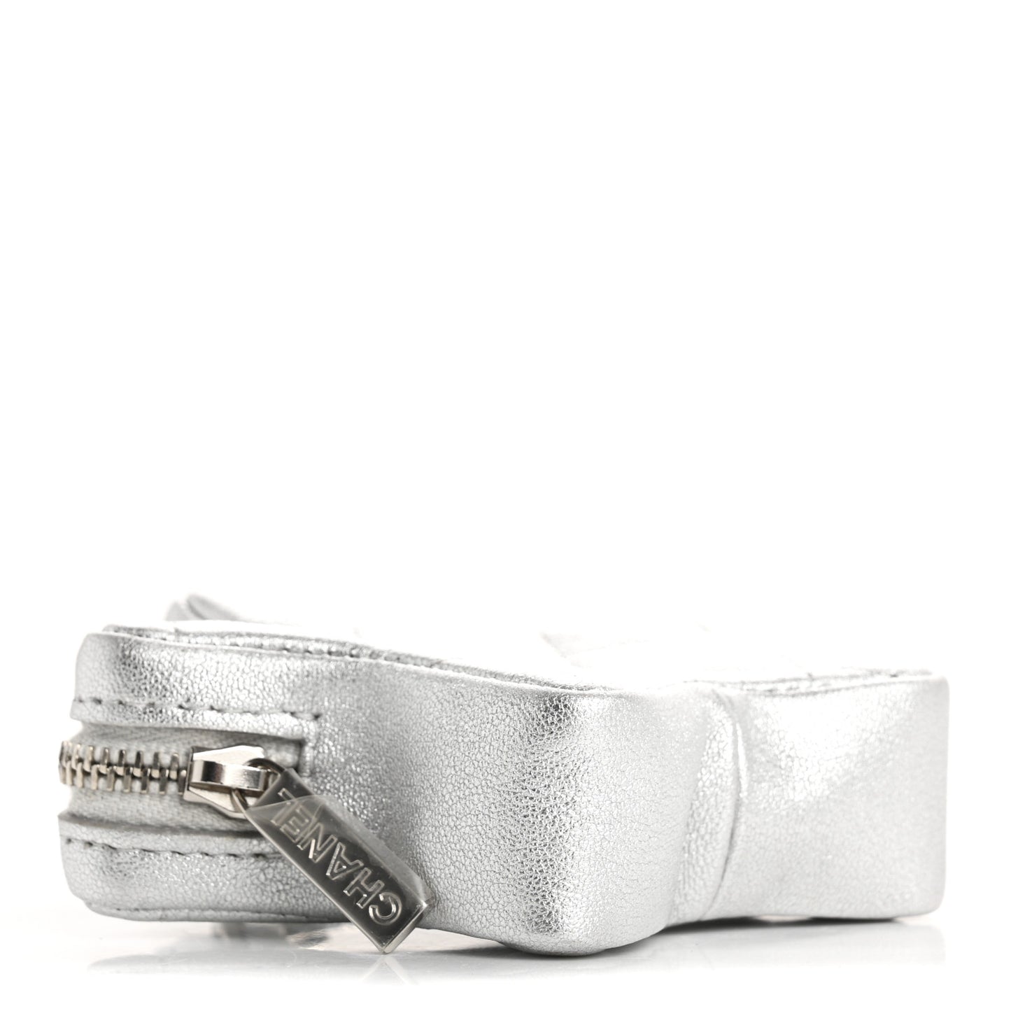 Metallic Lambskin Walk Of Fame Star Clip On Coin Purse Silver