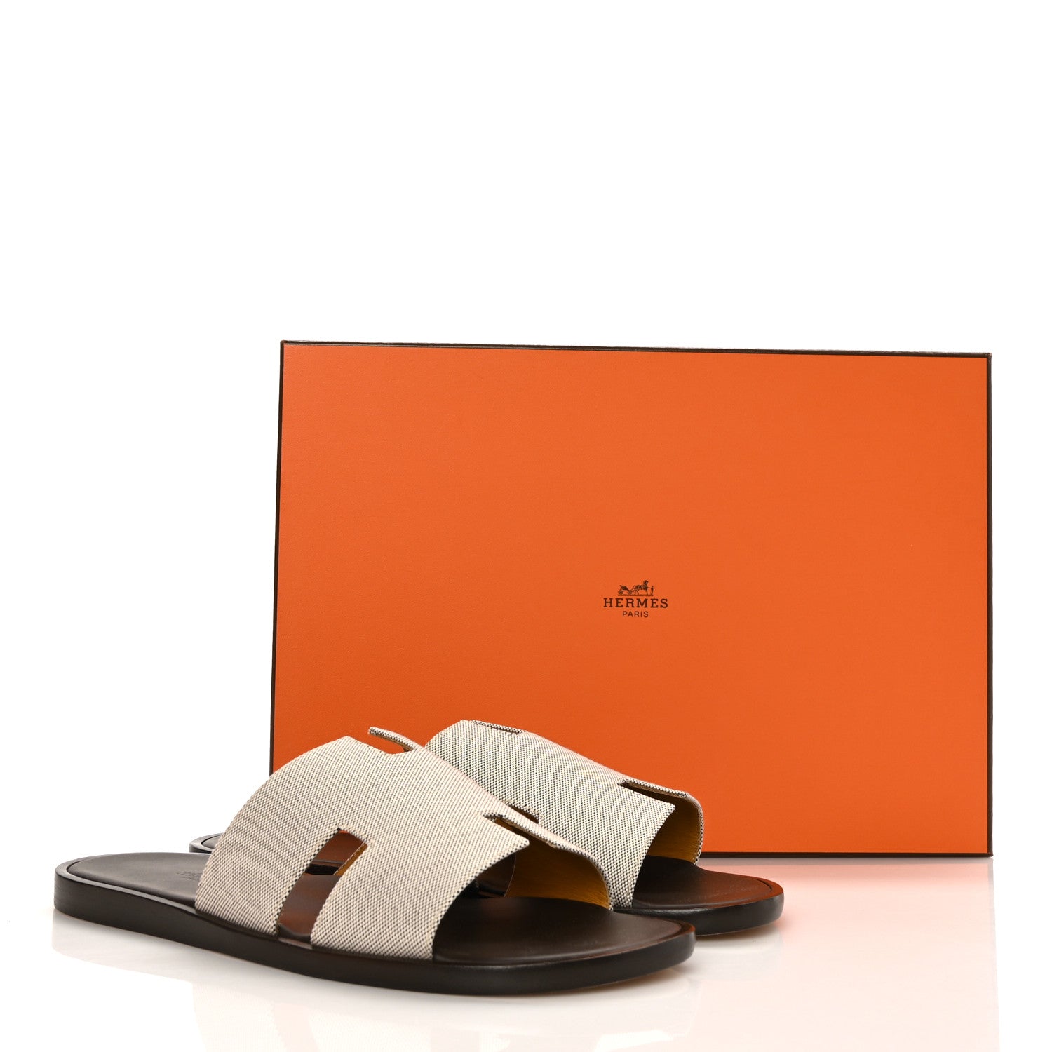 Hermes Canvas Mens Izmir Sandals 40 Prunoir Marron Ebene 9 of 9