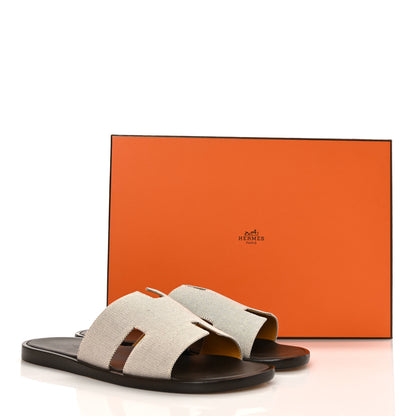 Hermes Canvas Mens Izmir Sandals 40 Prunoir Marron Ebene 9 of 9