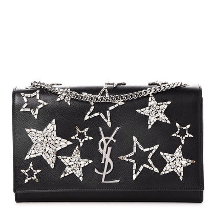 Saint Laurent Calfskin Crystal Star Medium Monogram Kate Satchel Black 1 of 9