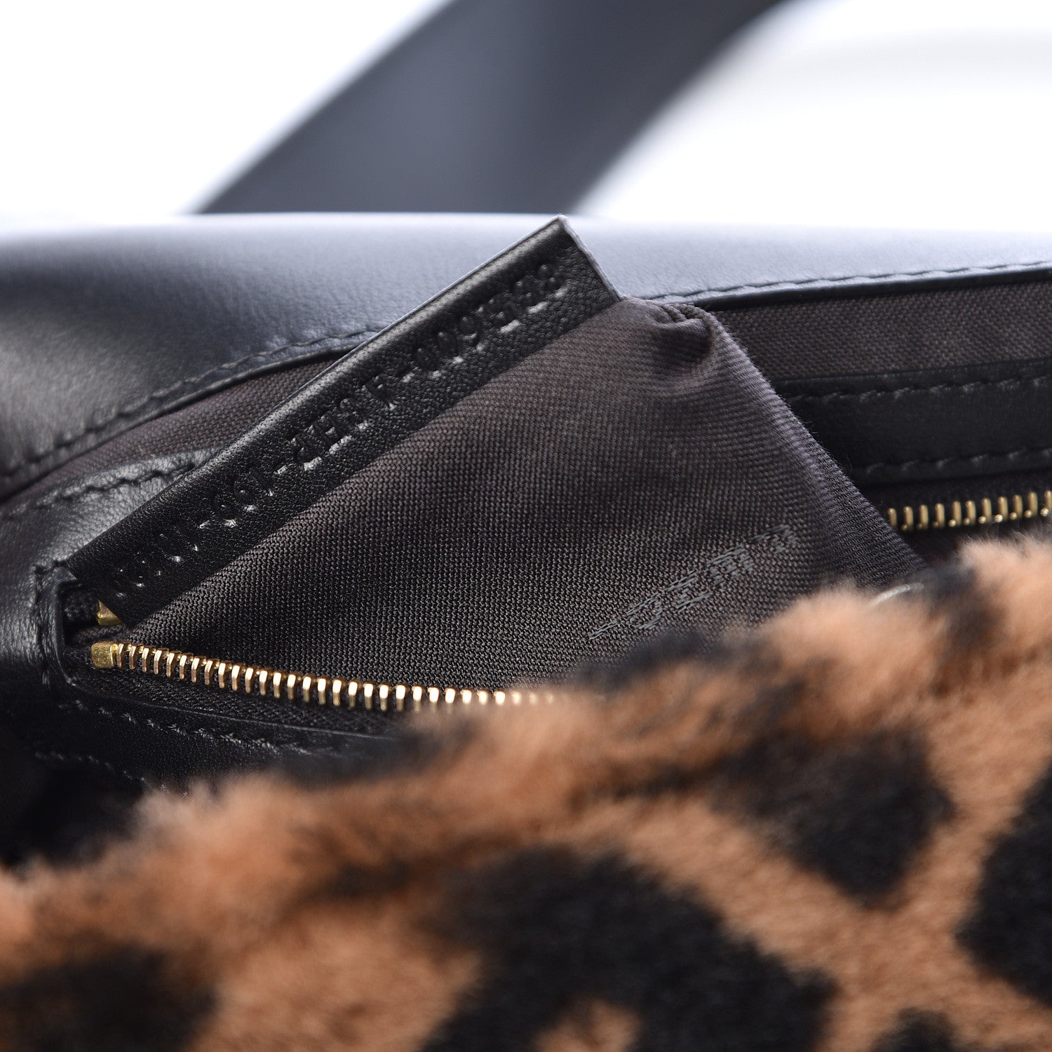 Fendi Shearling Vitello Dolce Macro FF 1974 Baguette Tobacco Black 11 of 11