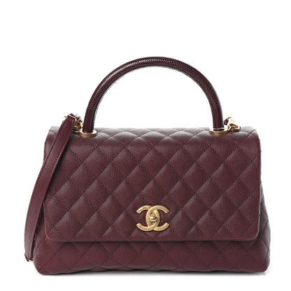 Chanel Caviar Lizard Quilted Small Coco Handle Flap Burgundy 1 of 9