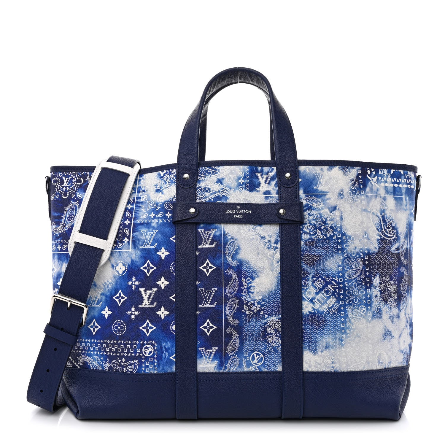 Louis Vuitton Cowhide Monogram Bandana Journey Tote Blue White 1 of 10