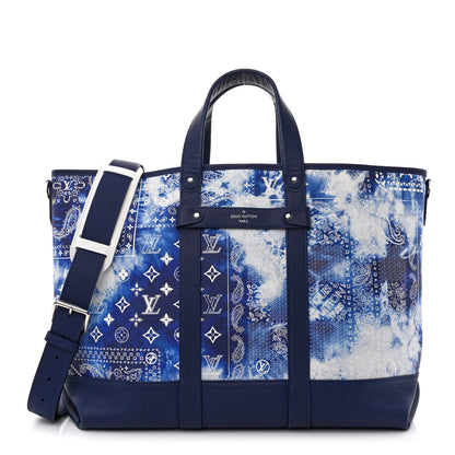 Louis Vuitton Cowhide Monogram Bandana Journey Tote Blue White 1 of 10