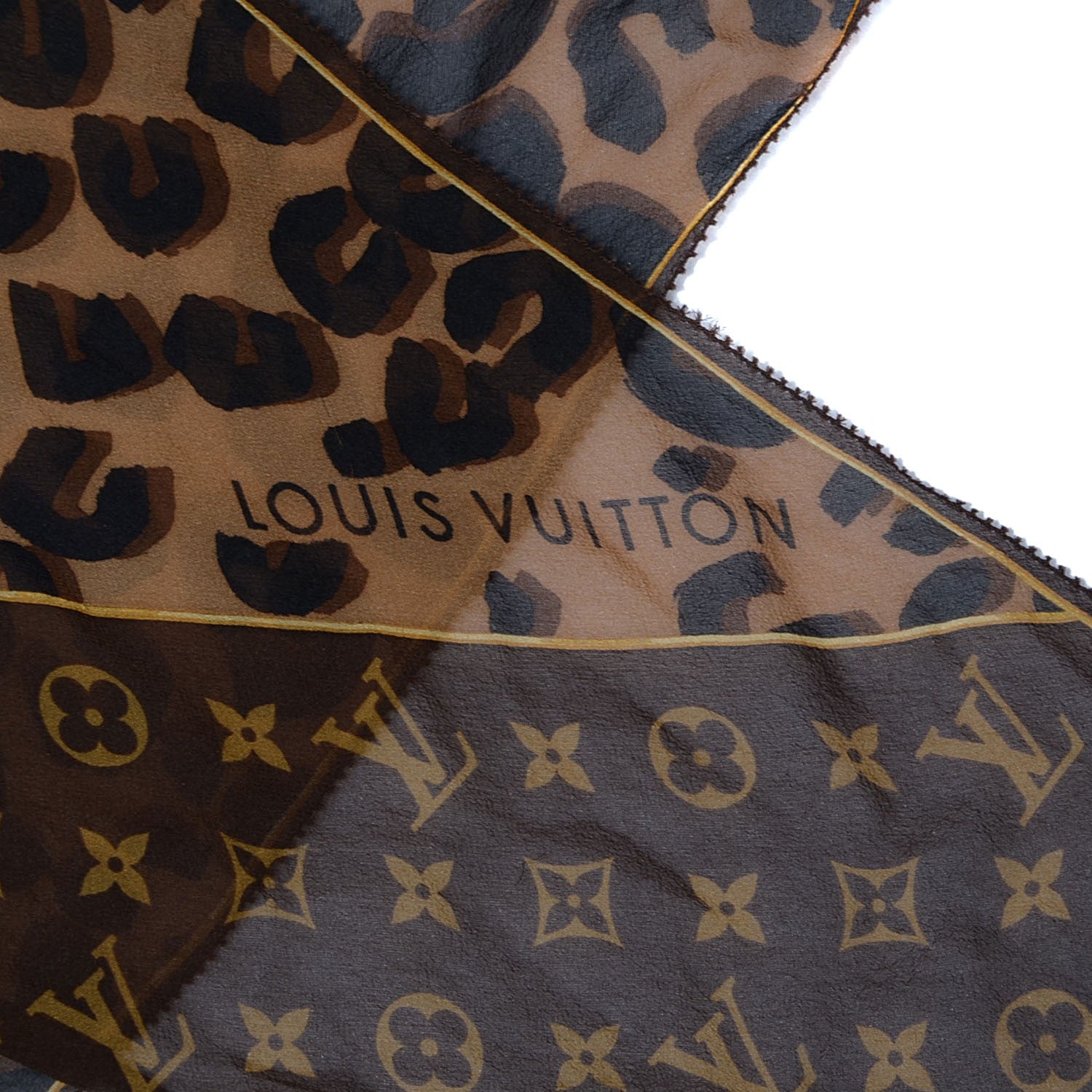 Louis Vuitton Silk Crepe Leopard Monogram Scarf 3 of 5