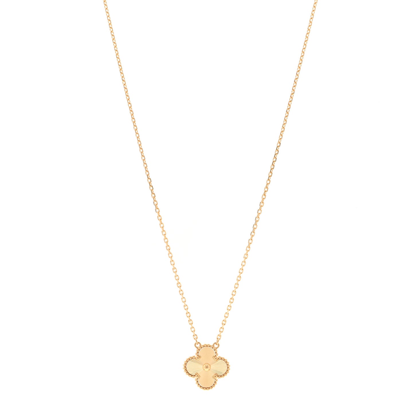 18K Yellow Gold Guilloche Vintage Alhambra Pendant Necklace