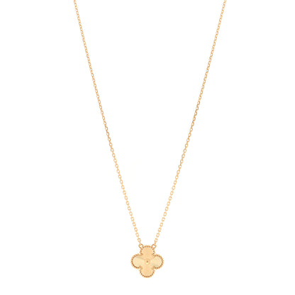 Van Cleef & Arpels 18K Yellow Gold Guilloche Vintage Alhambra Pendant Necklace 1 of 5