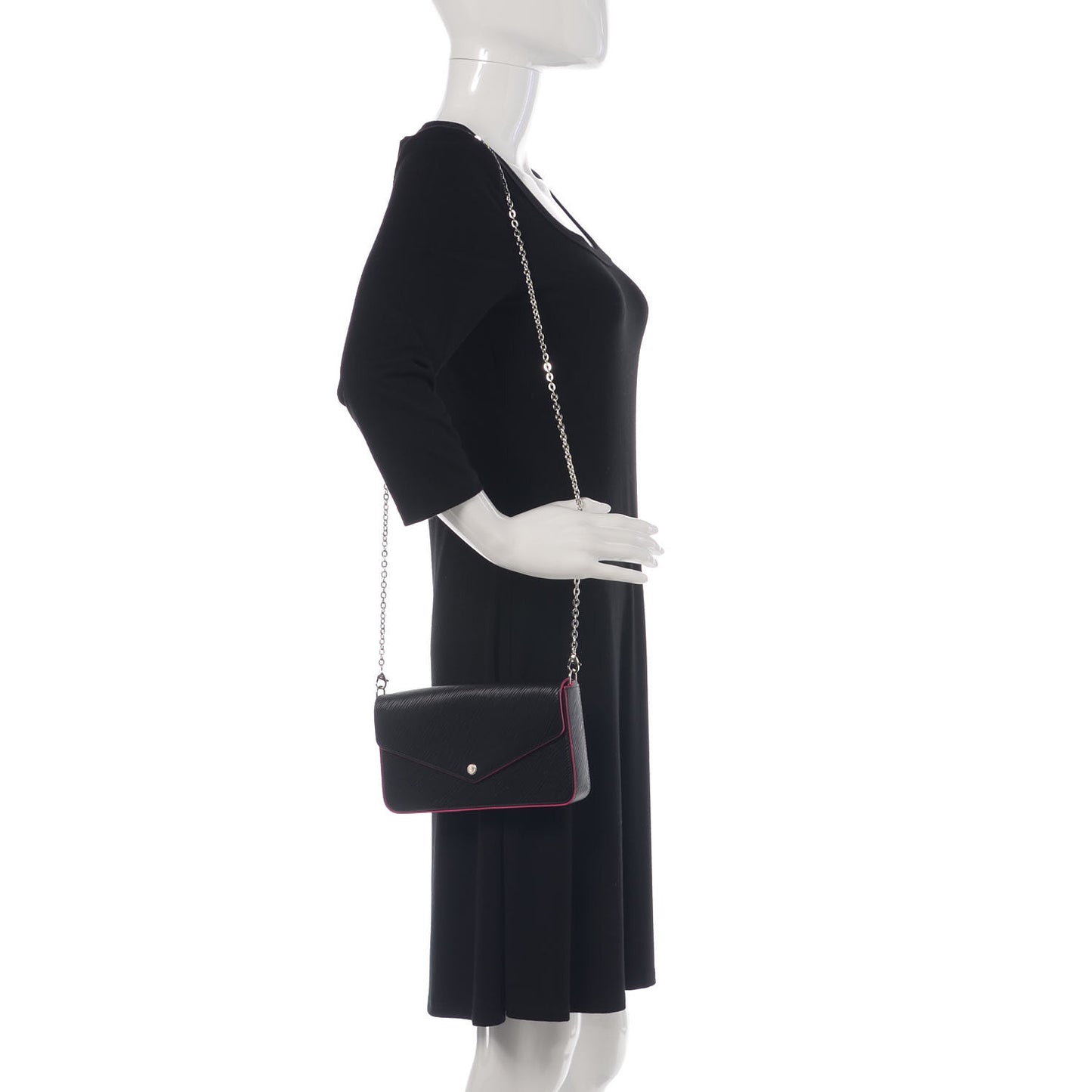 Epi Pochette Felicie Black Hot Pink