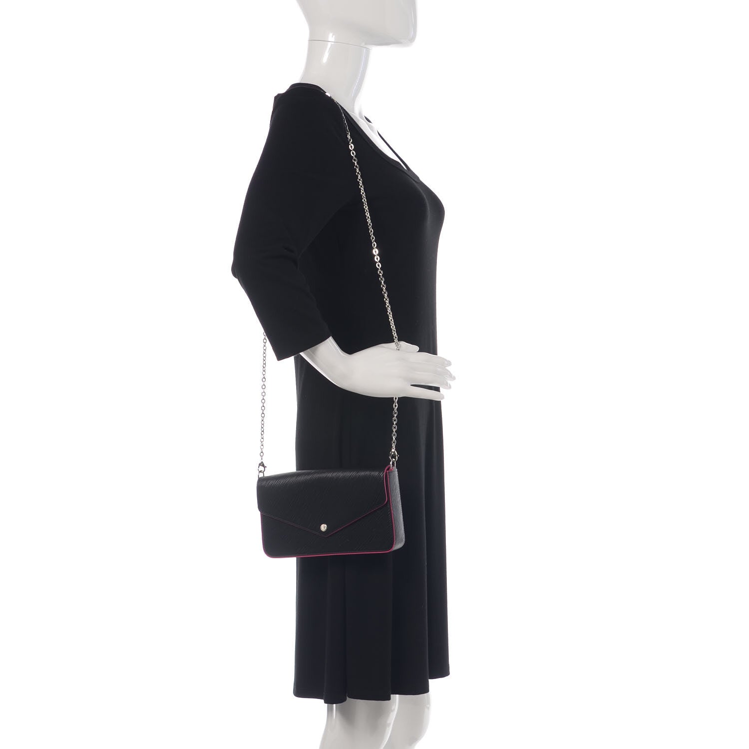 Louis Vuitton Epi Pochette Felicie Black Hot Pink 2 of 8