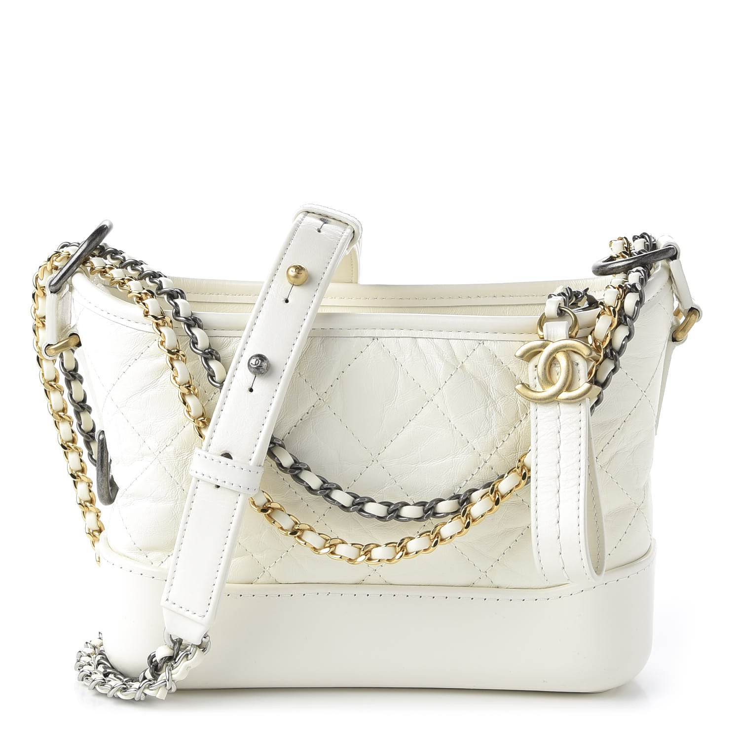 Chanel Aged Calfskin Quilted Small Gabrielle Hobo White 1 of 11