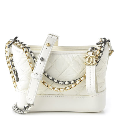 Chanel Aged Calfskin Quilted Small Gabrielle Hobo White 1 of 11