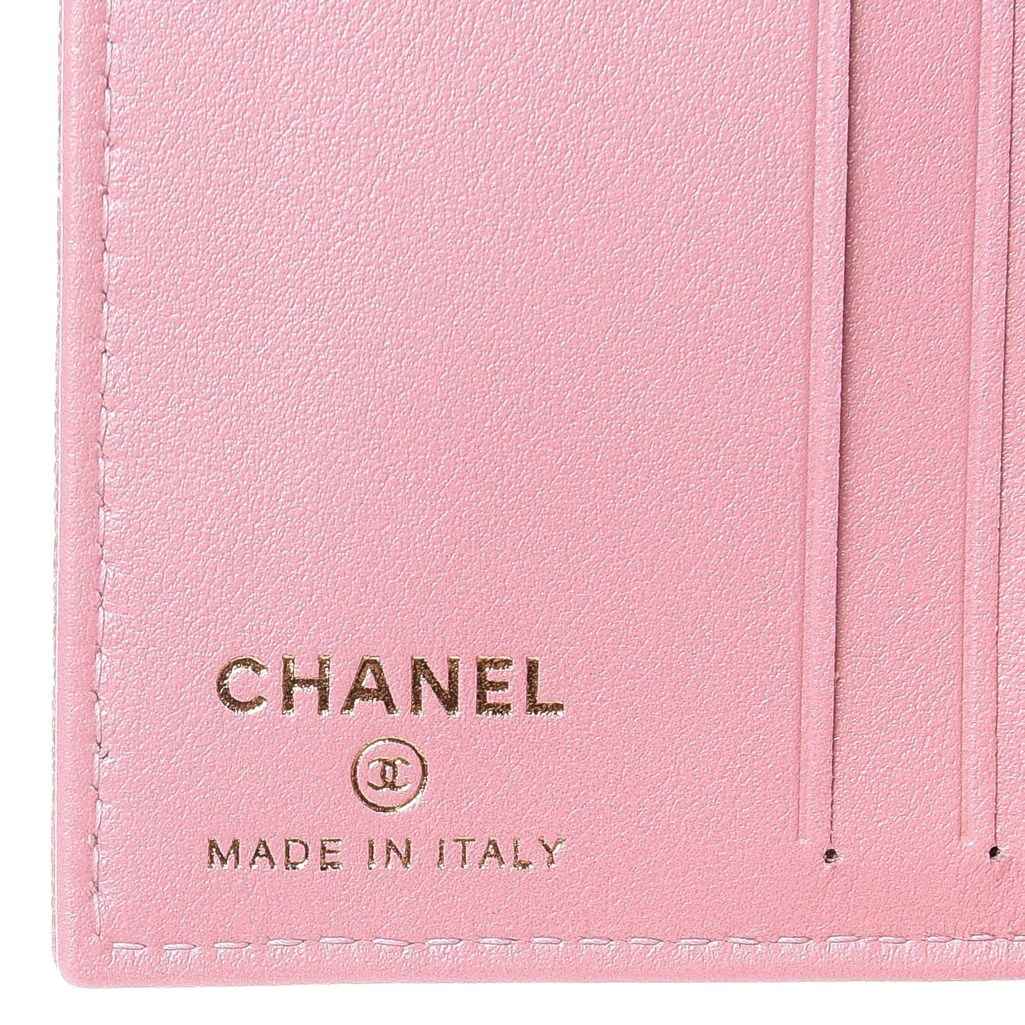 Iridescent Caviar Quilted Card Holder Wallet Rose Pink