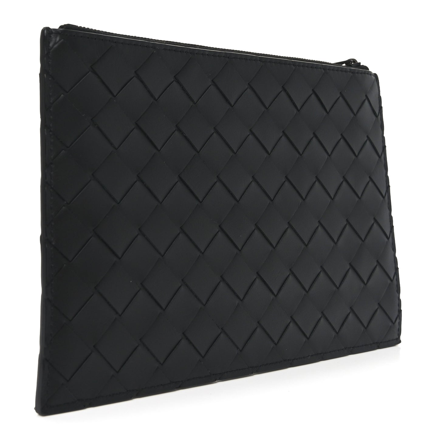 Nappa Intrecciato Wristlet Zip Wallet Black
