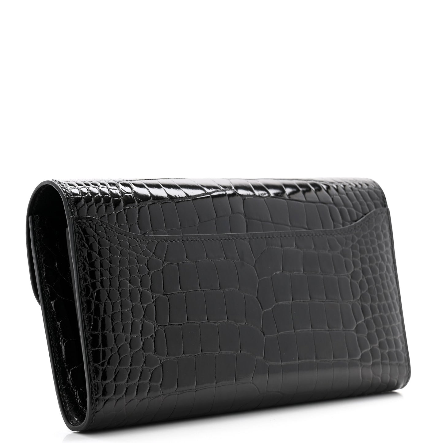 Shiny Alligator Constance Long Wallet Black