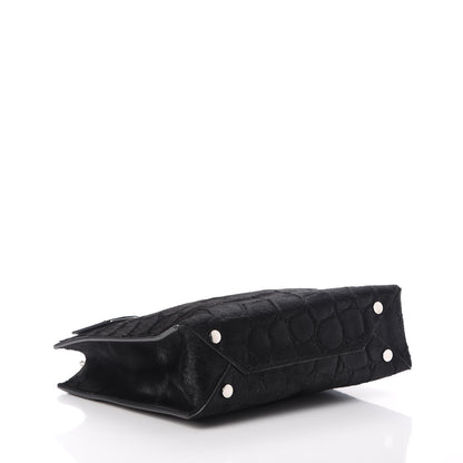 Balenciaga Calf Hair Crocodile Embossed Small Cable Shopper Tote Black 4 of 7