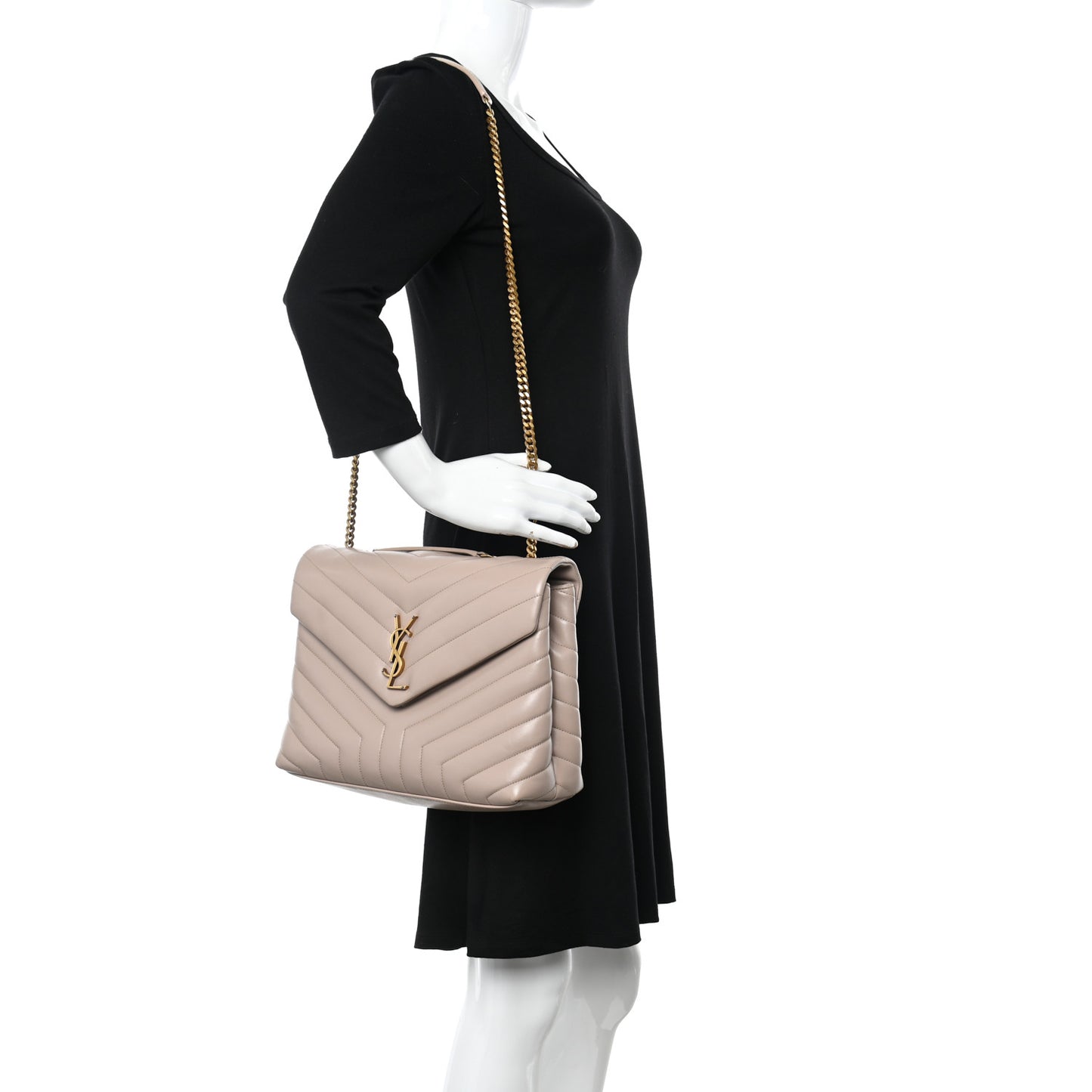 Calfskin Y Quilted Monogram Medium Loulou Chain Satchel Light Natural