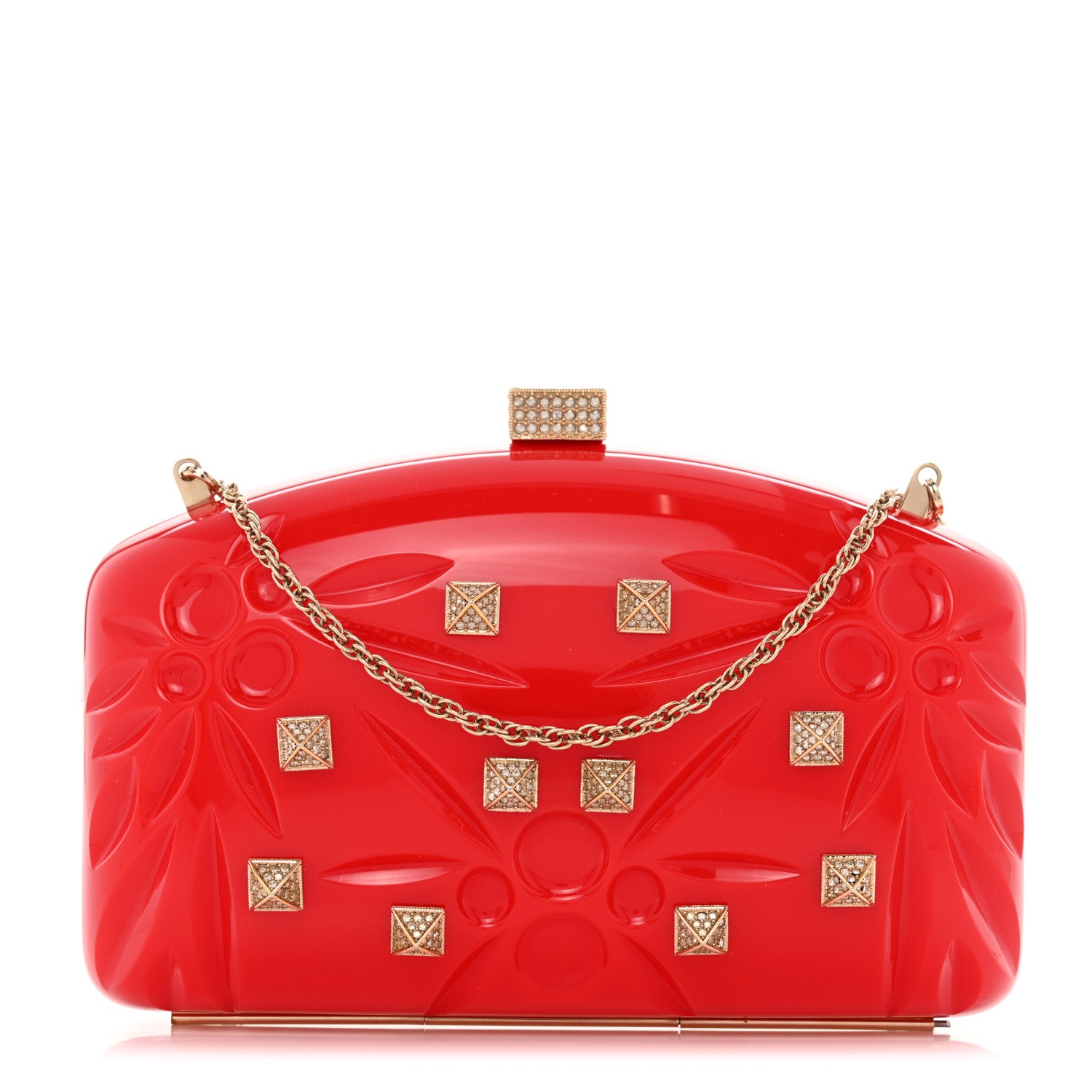 Valentino Garavani Acrylic Rockstud Minaudiere Clutch Red 1 of 7