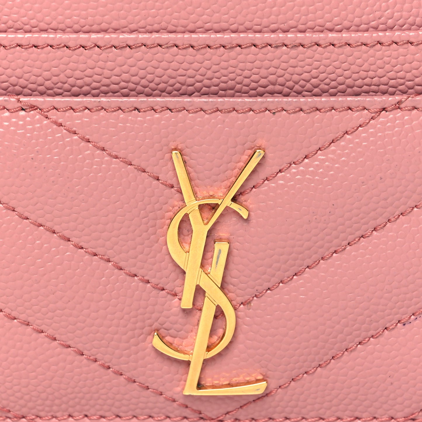 Grain De Poudre Matelasse Chevron Monogram Credit Card Case Dark Rose