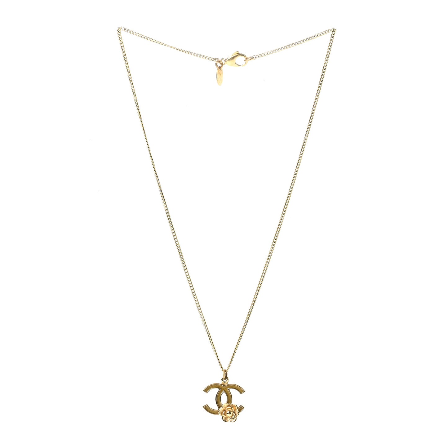 Resin CC Camellia Flower Necklace Gold